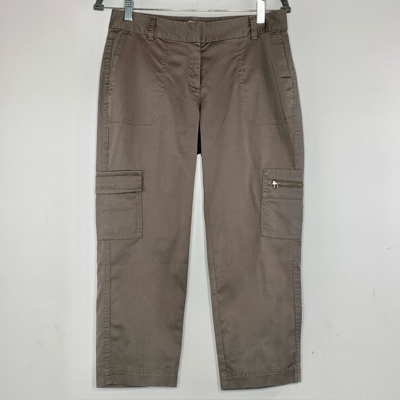 J JILL Cargo Crop Pants Petite Peat Stretch Pockets Lightweight Capri NWT - Picture 1 of 3